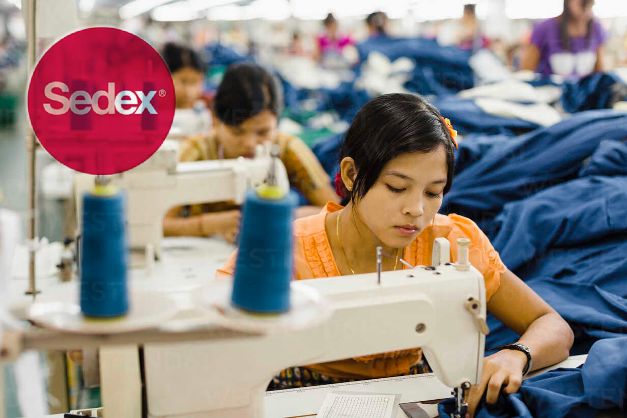 Asian worker sewing clothing in garment factory stock photo.jpg